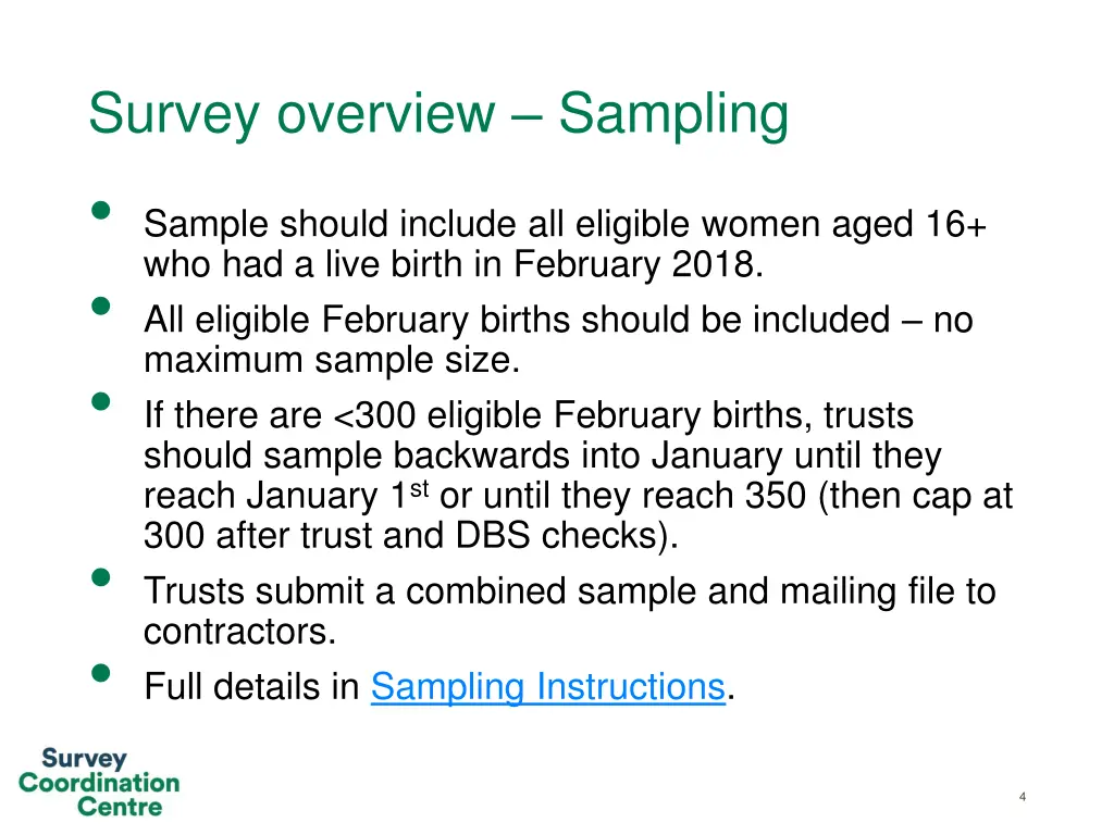 survey overview sampling sample should include