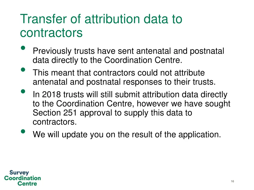 transfer of attribution data to contractors