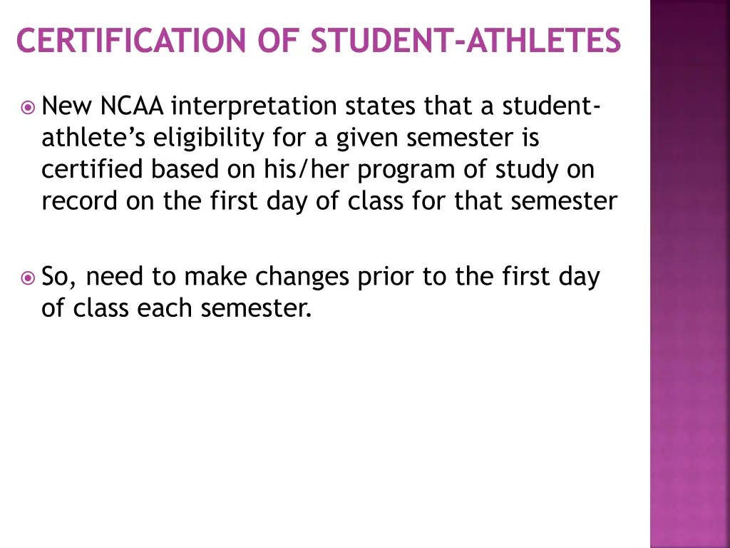 certification of student athletes