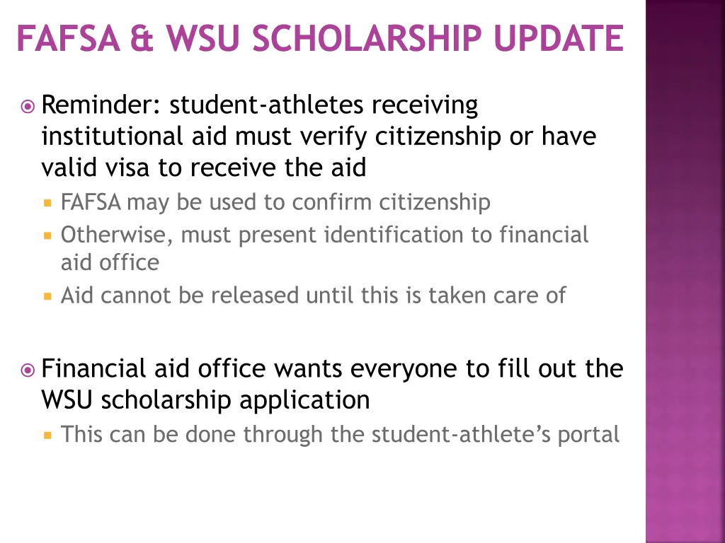 fafsa wsu scholarship update