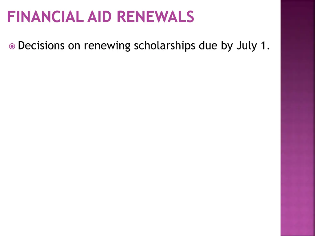 financial aid renewals