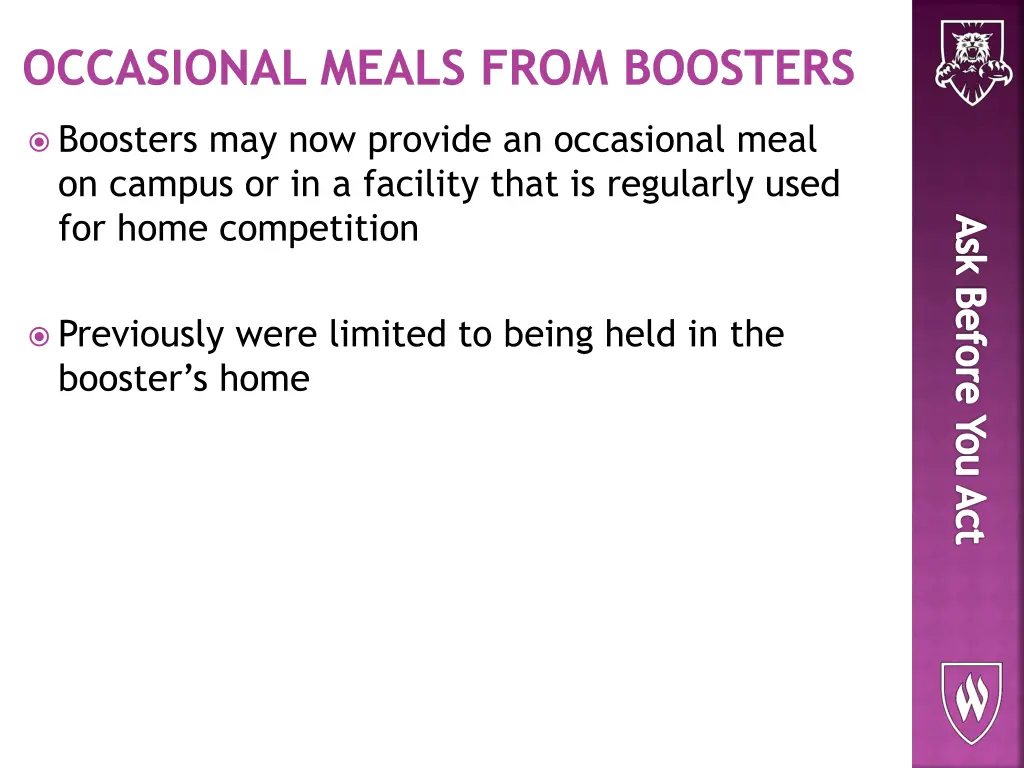 occasional meals from boosters