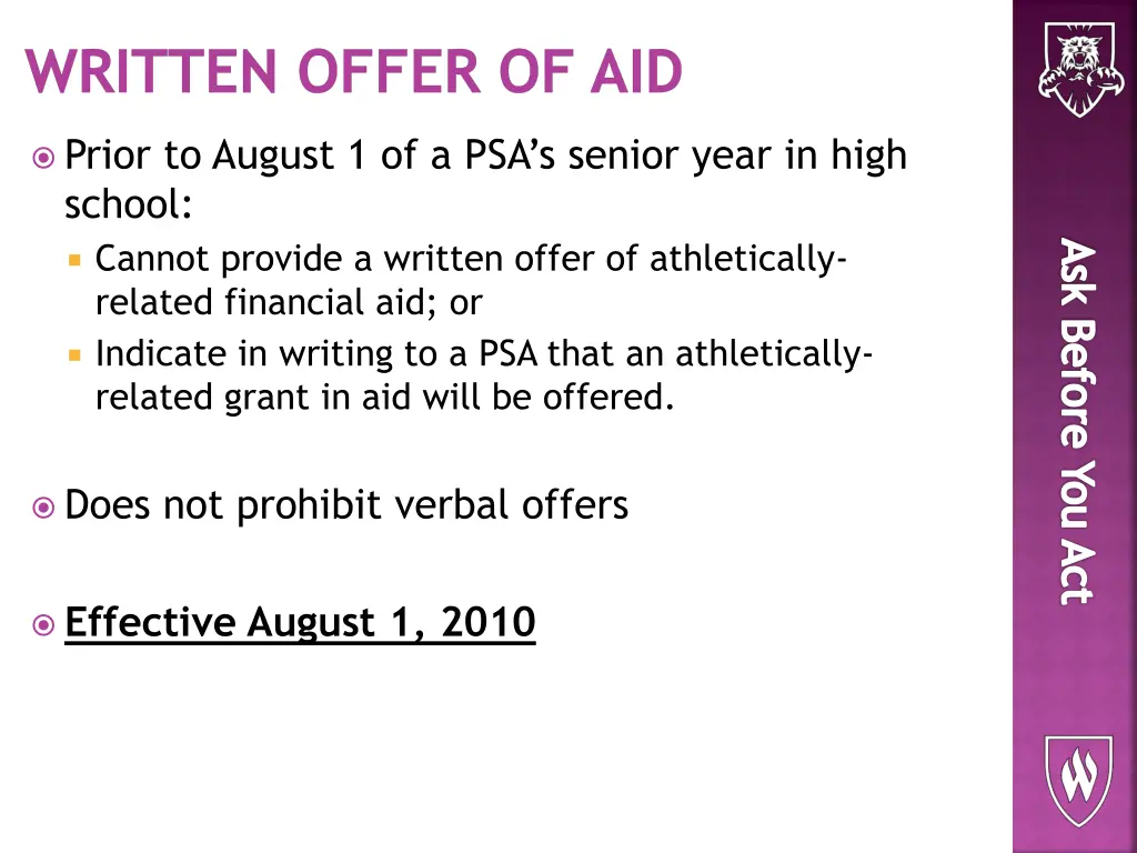 written offer of aid