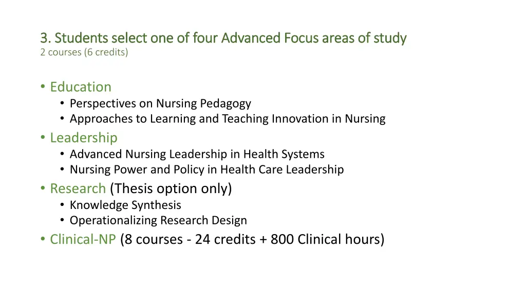 3 students select one of four advanced focus