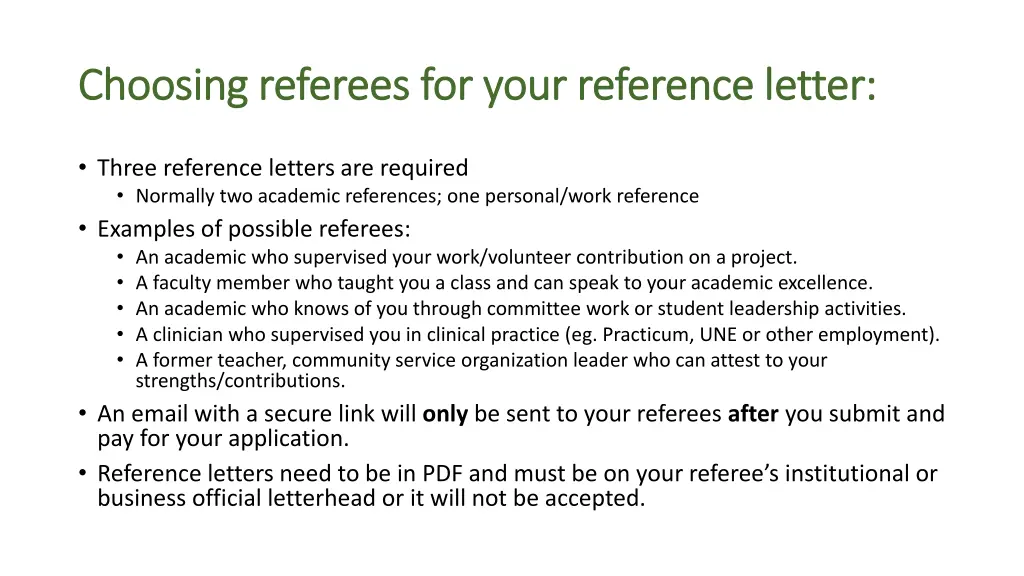 choosing referees for your reference letter