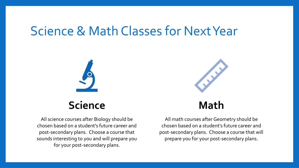 science math classes for next year