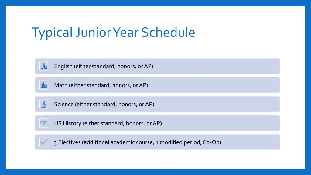 typical junior year schedule