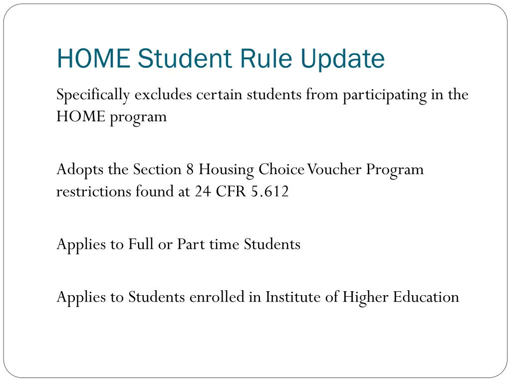 home student rule update