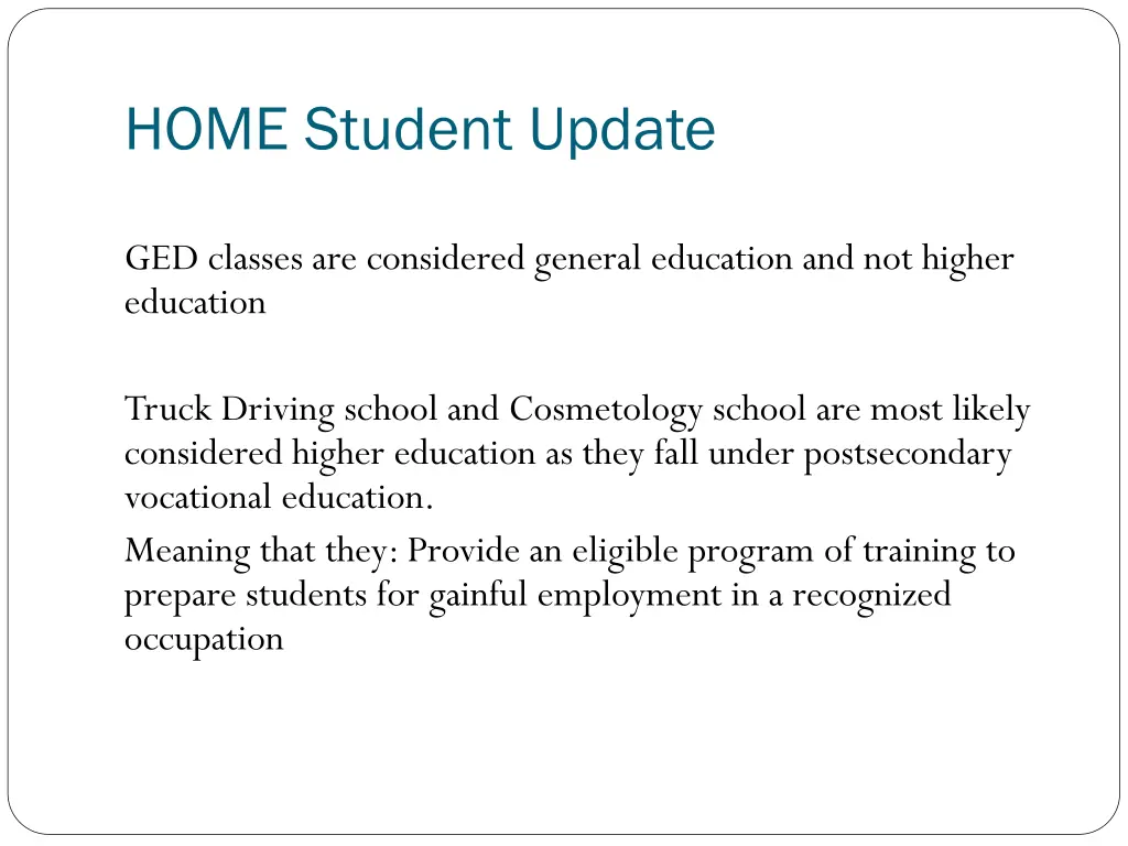 home student update