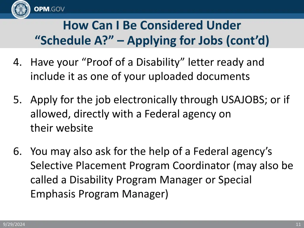 how can i be considered under schedule a applying 1