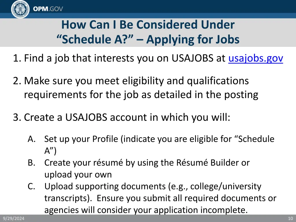 how can i be considered under schedule a applying