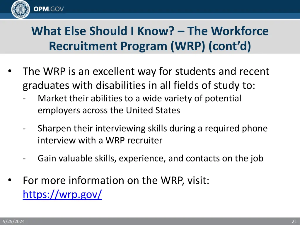 what else should i know the workforce recruitment 1