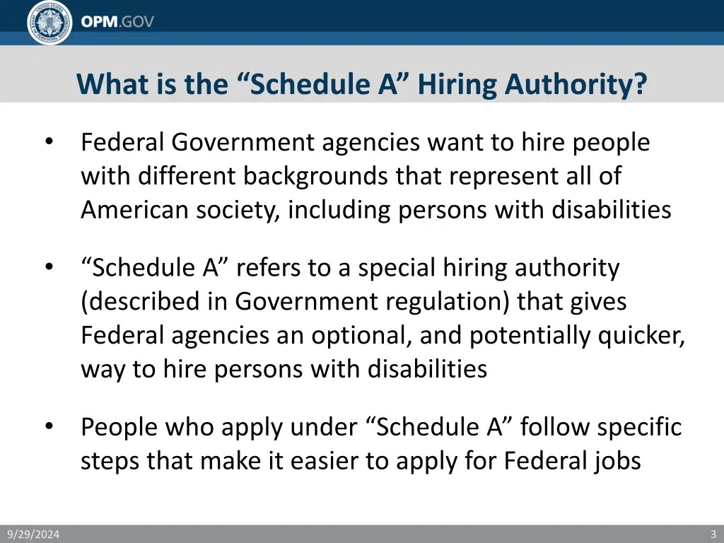 what is the schedule a hiring authority