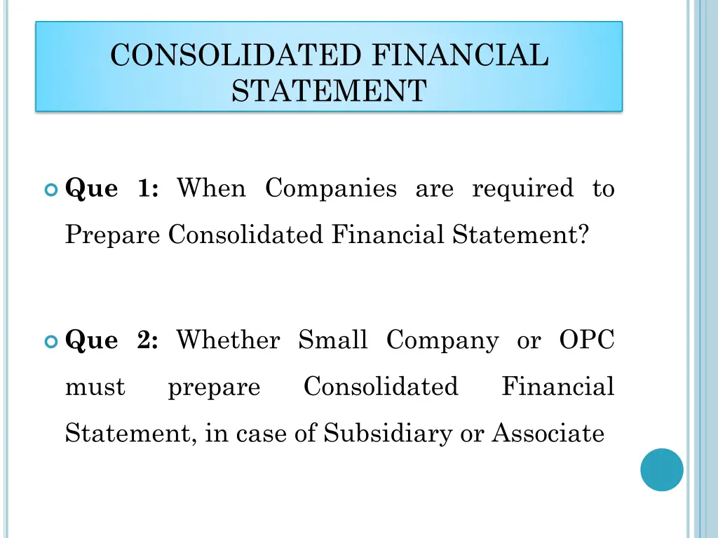 consolidated financial statement