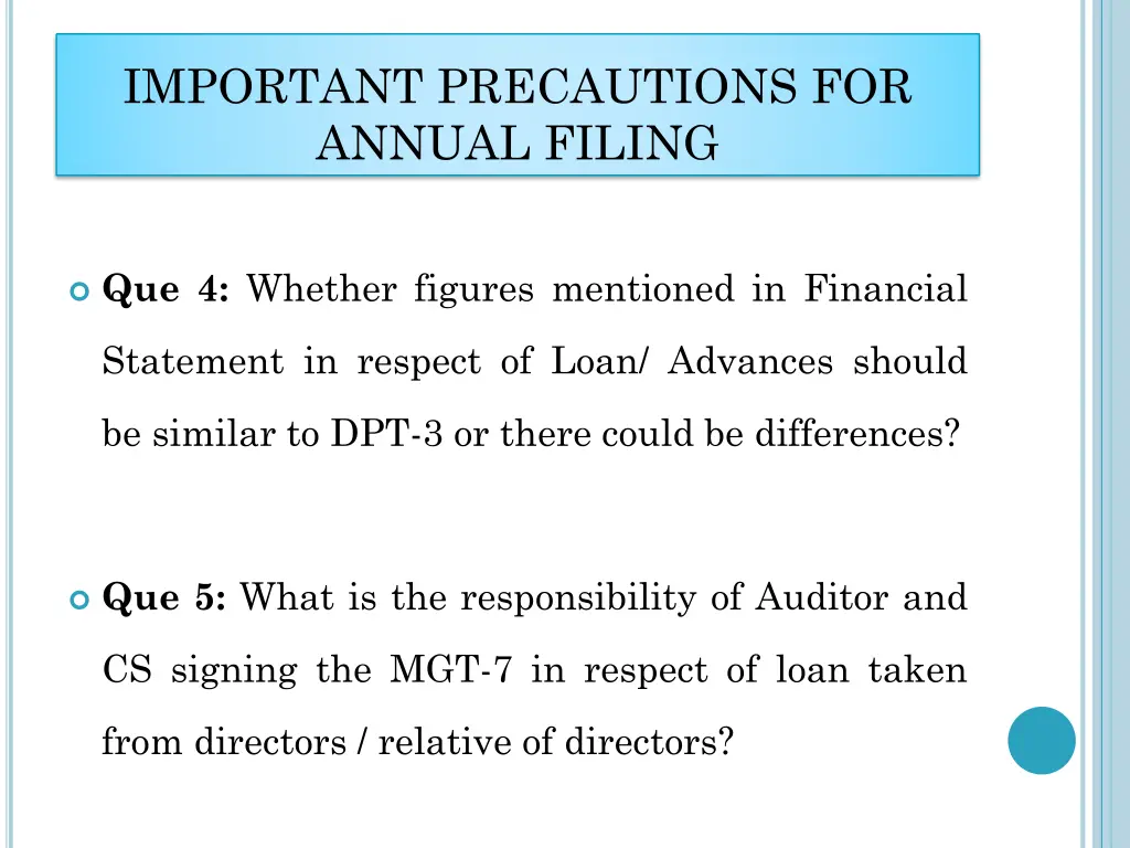 important precautions for annual filing 1