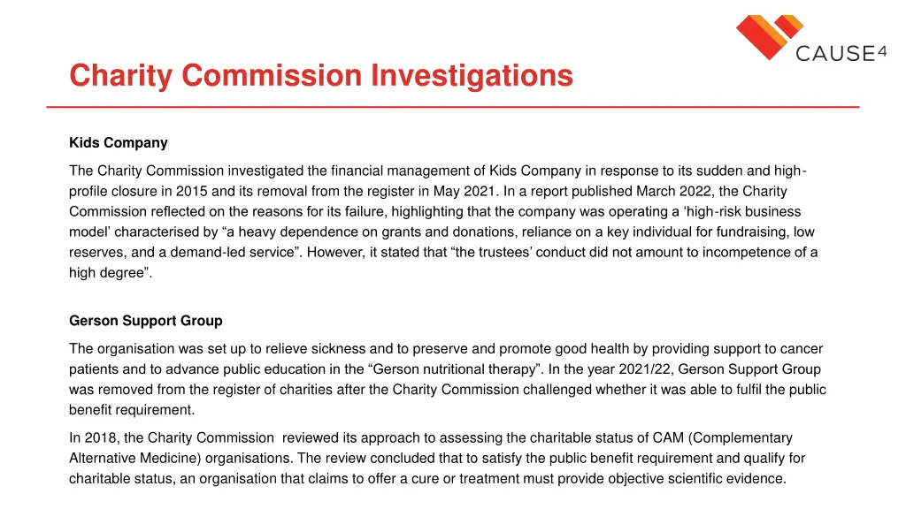 charity commission investigations 1