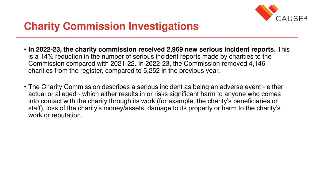 charity commission investigations