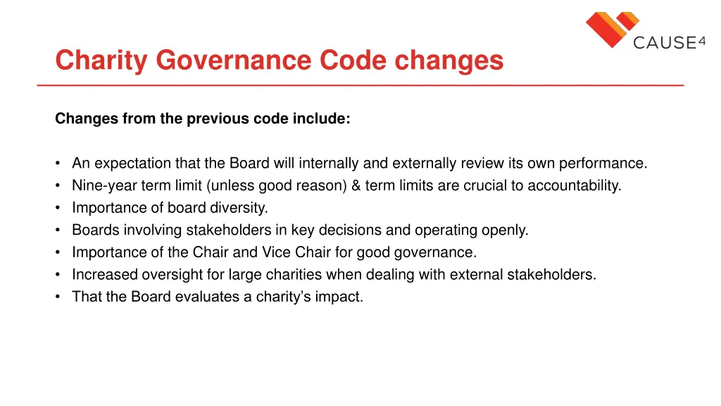 charity governance code changes