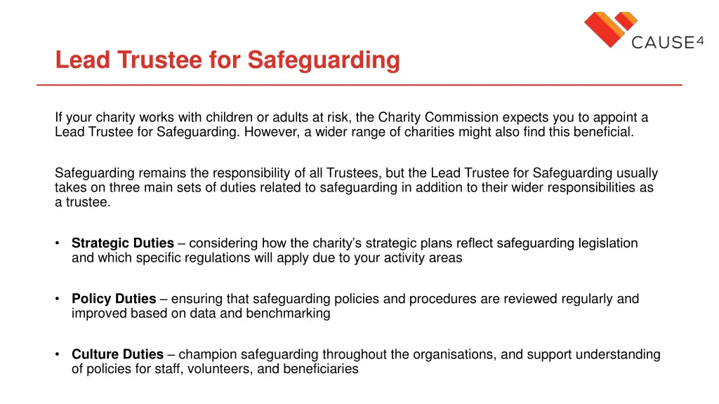 lead trustee for safeguarding