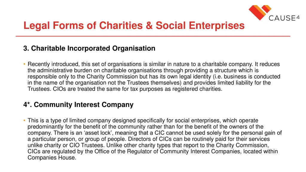 legal forms of charities social enterprises 2