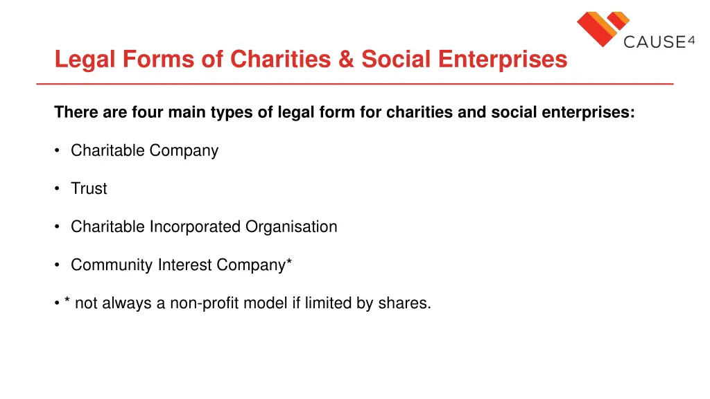 legal forms of charities social enterprises