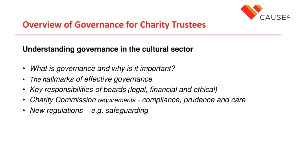 overview of governance for charity trustees