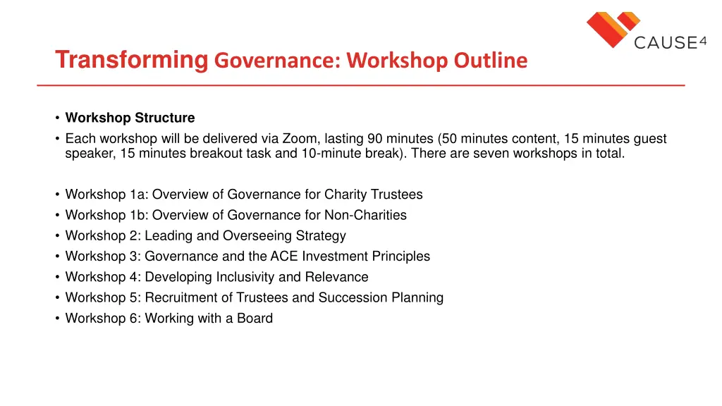 transforming governance workshop outline