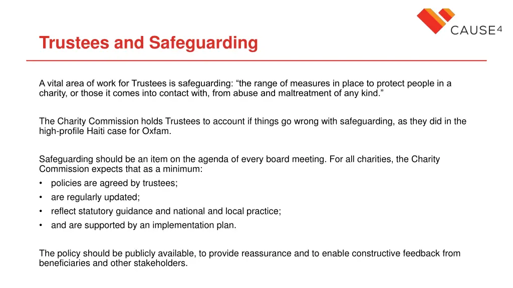 trustees and safeguarding