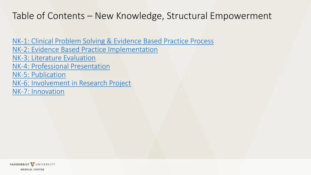 table of contents new knowledge structural