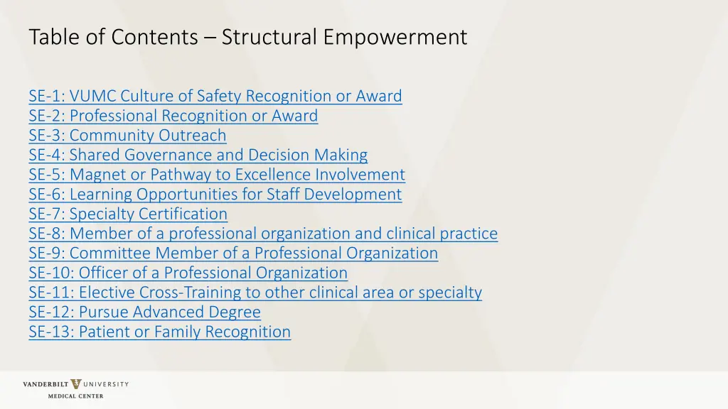 table of contents structural empowerment