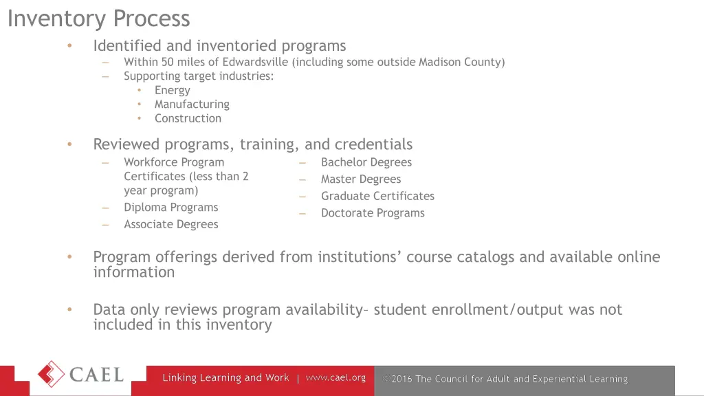 inventory process identified and inventoried