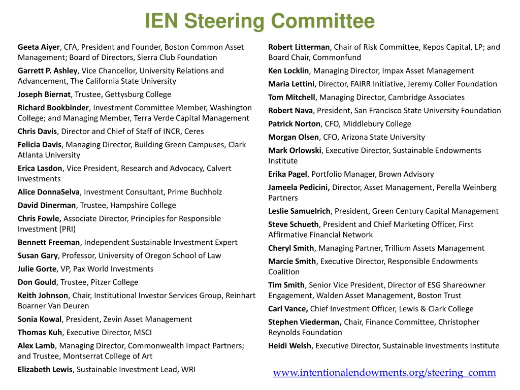 ien steering committee