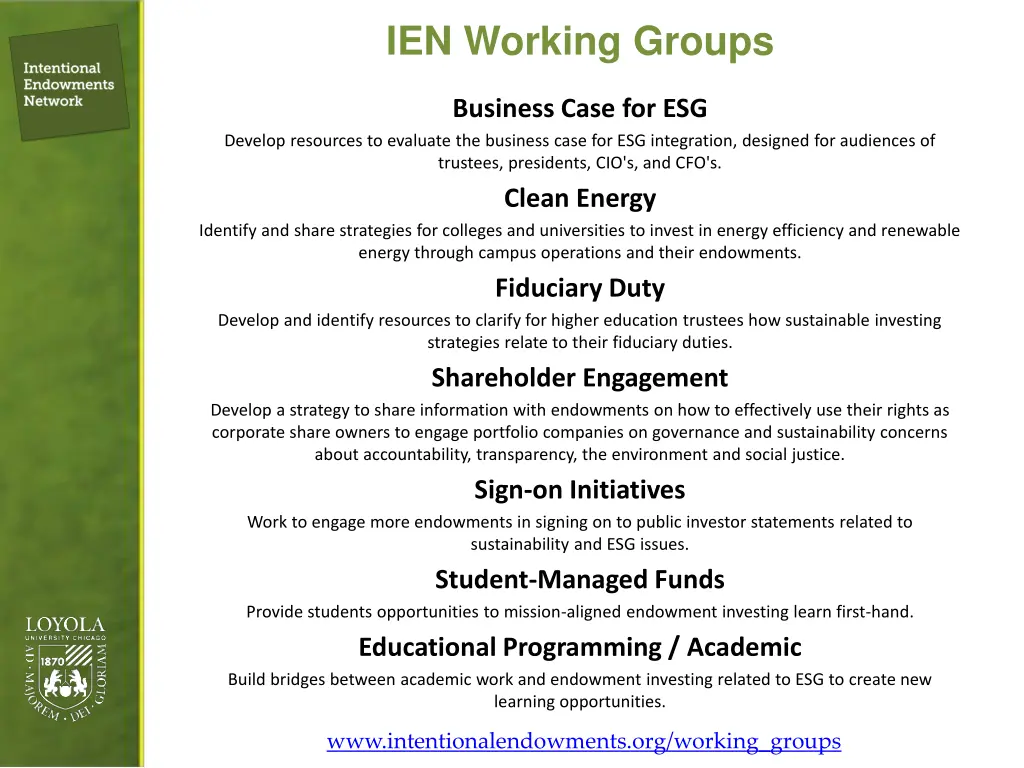 ien working groups