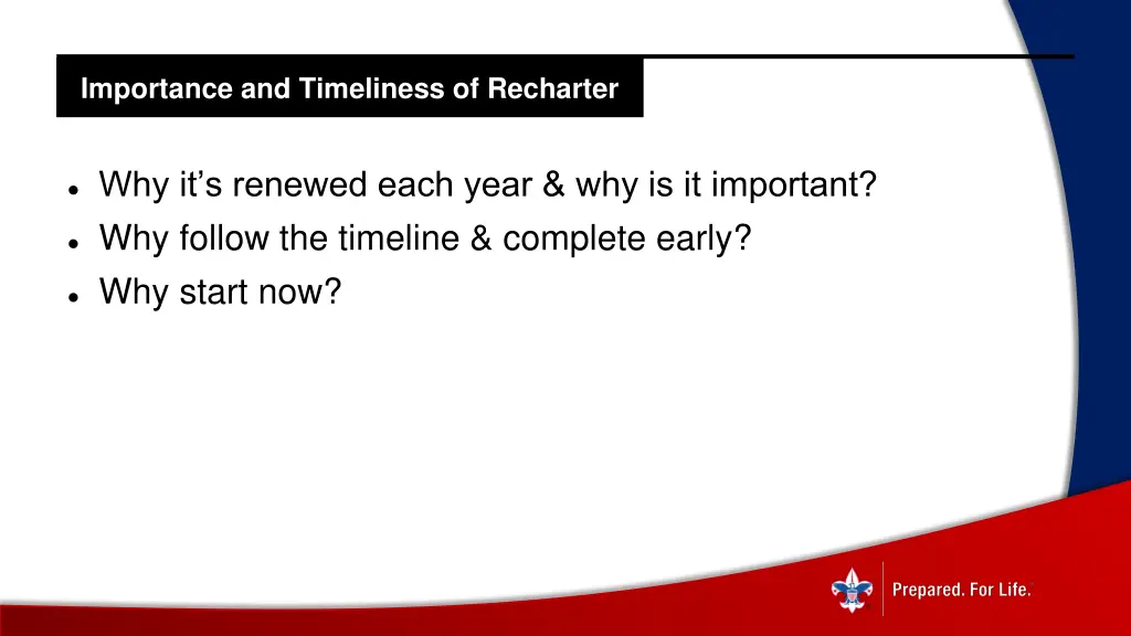 importance and timeliness of recharter