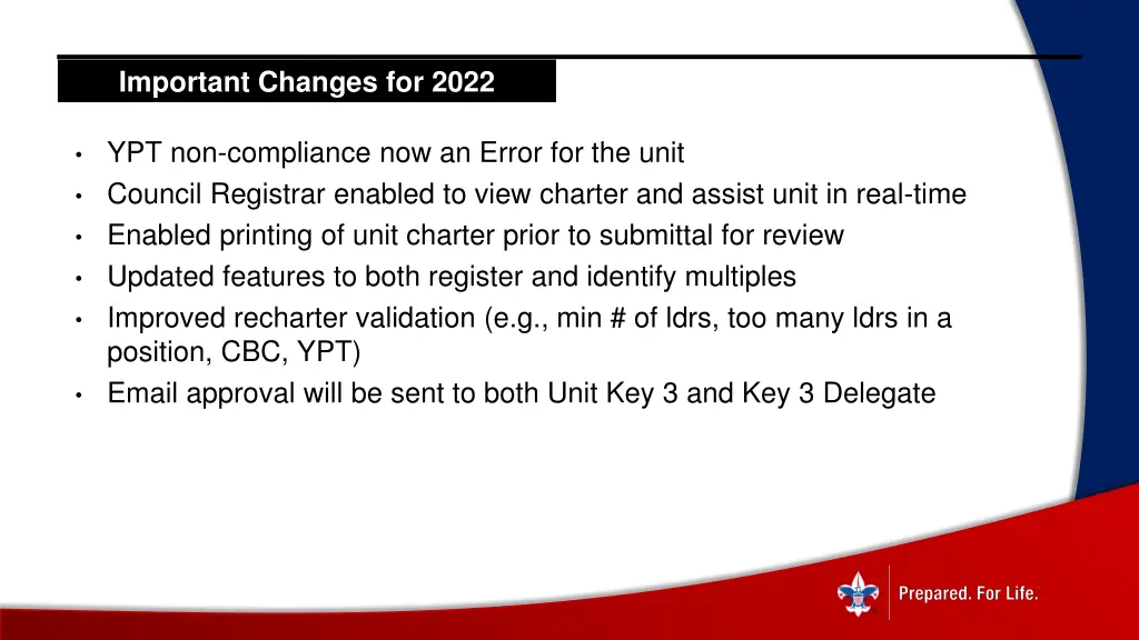 important changes for 2022