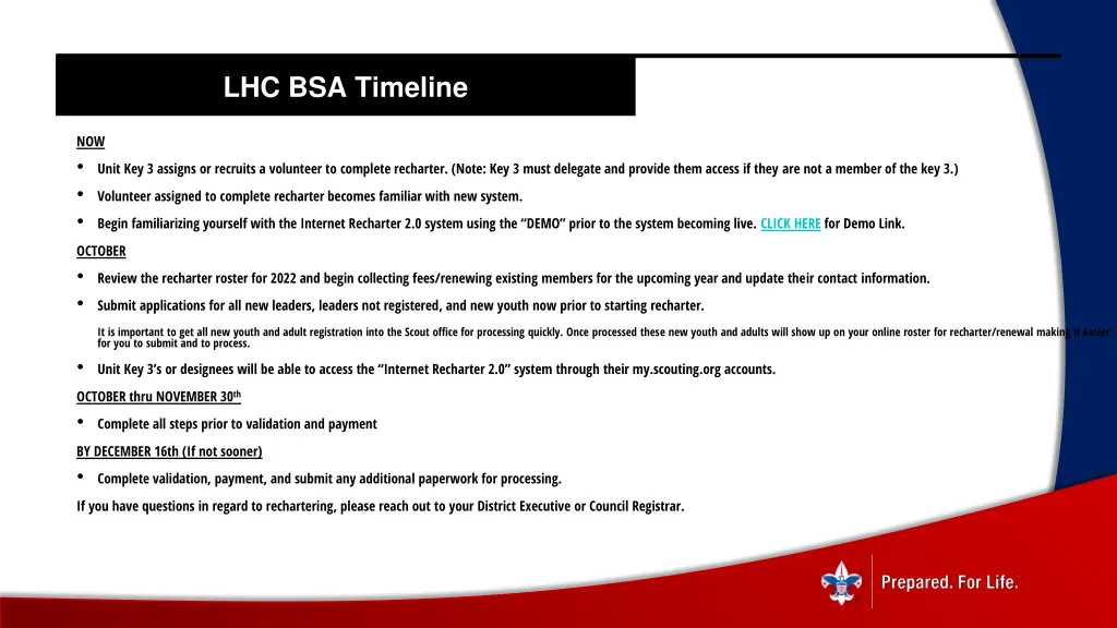 lhc bsa timeline