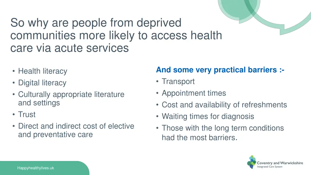 so why are people from deprived communities more