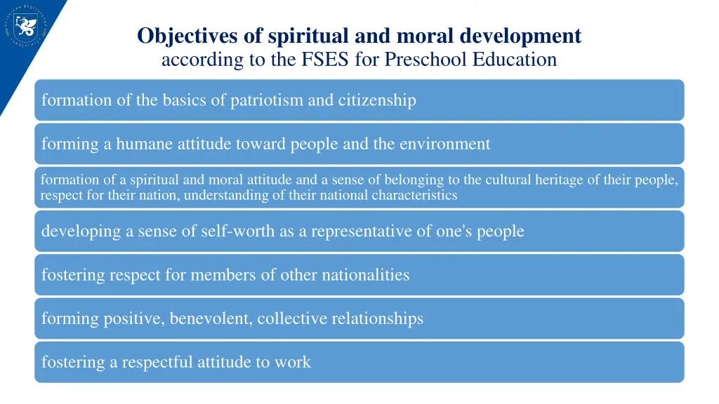 objectives of spiritual and moral development