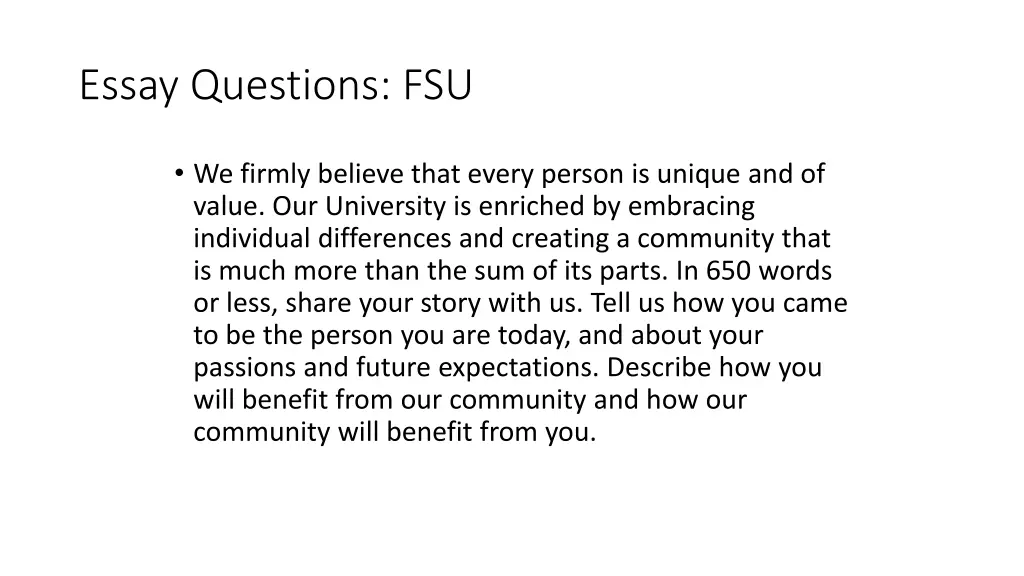 essay questions fsu