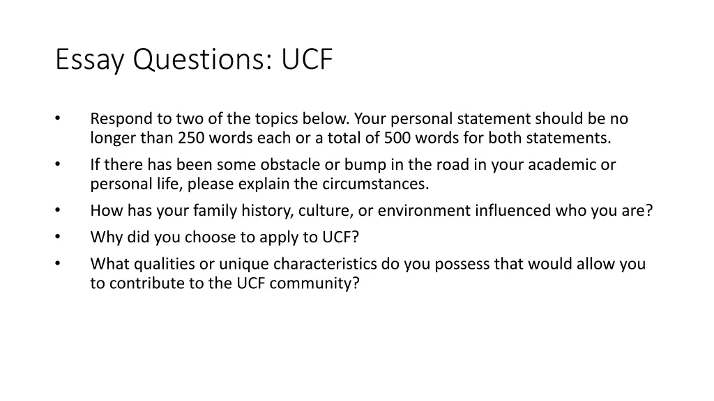 essay questions ucf