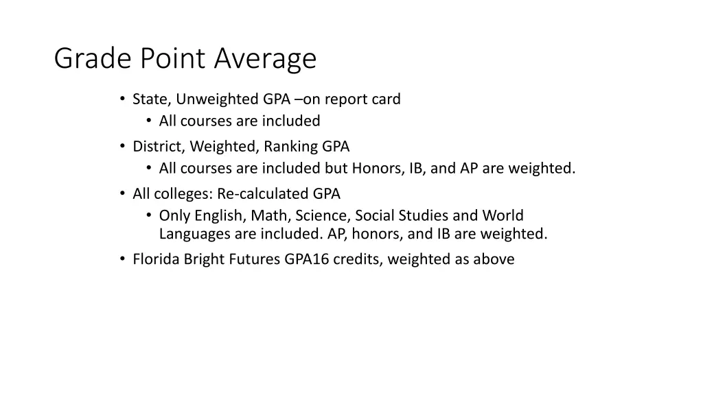 grade point average