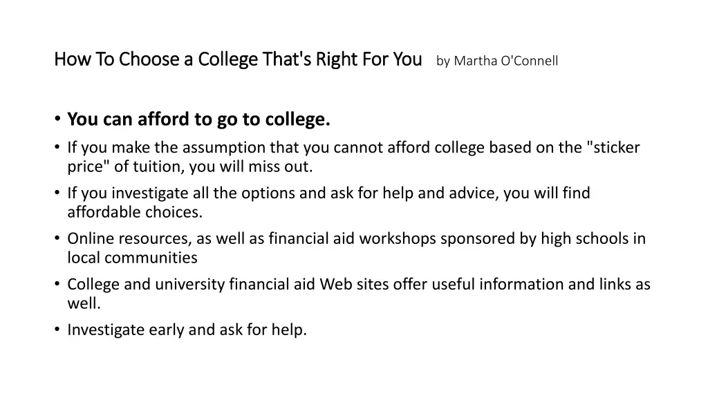 how to choose a college that s right