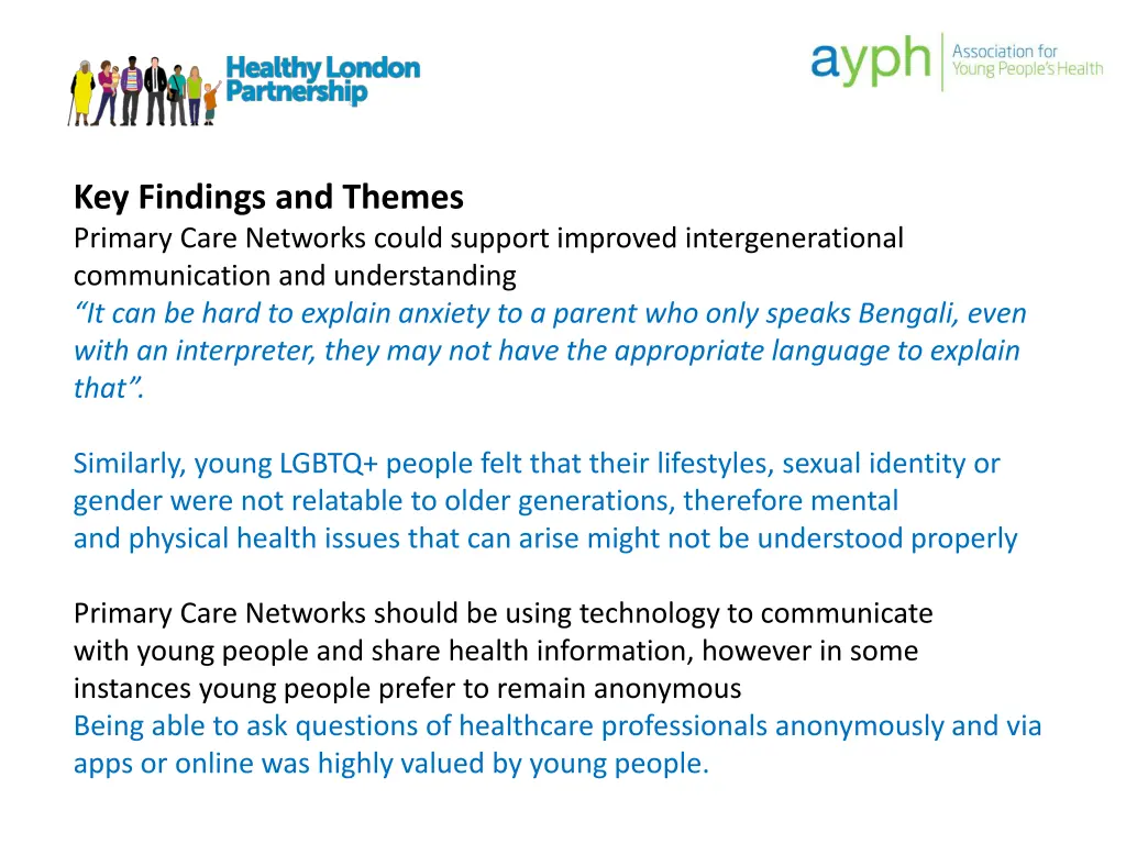 key findings and themes primary care networks 1