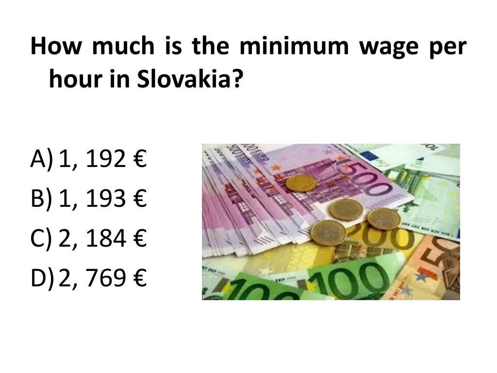 how much is the minimum wage per hour in slovakia