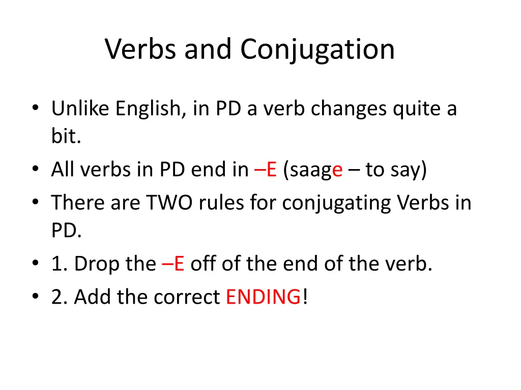 verbs and conjugation 1