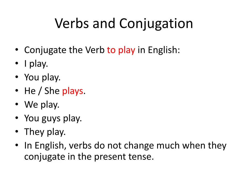 verbs and conjugation