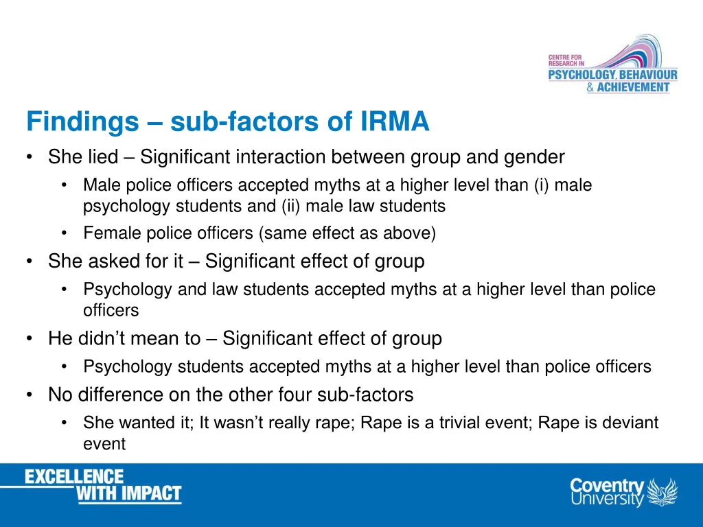 findings sub factors of irma she lied significant