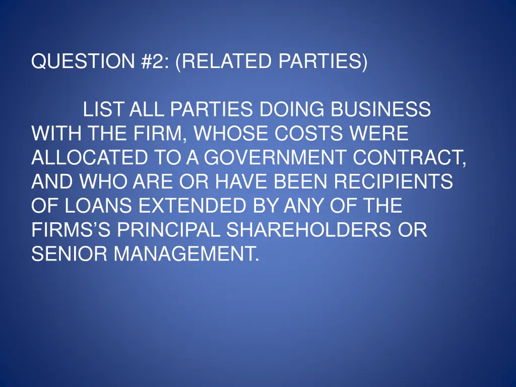 question 2 related parties