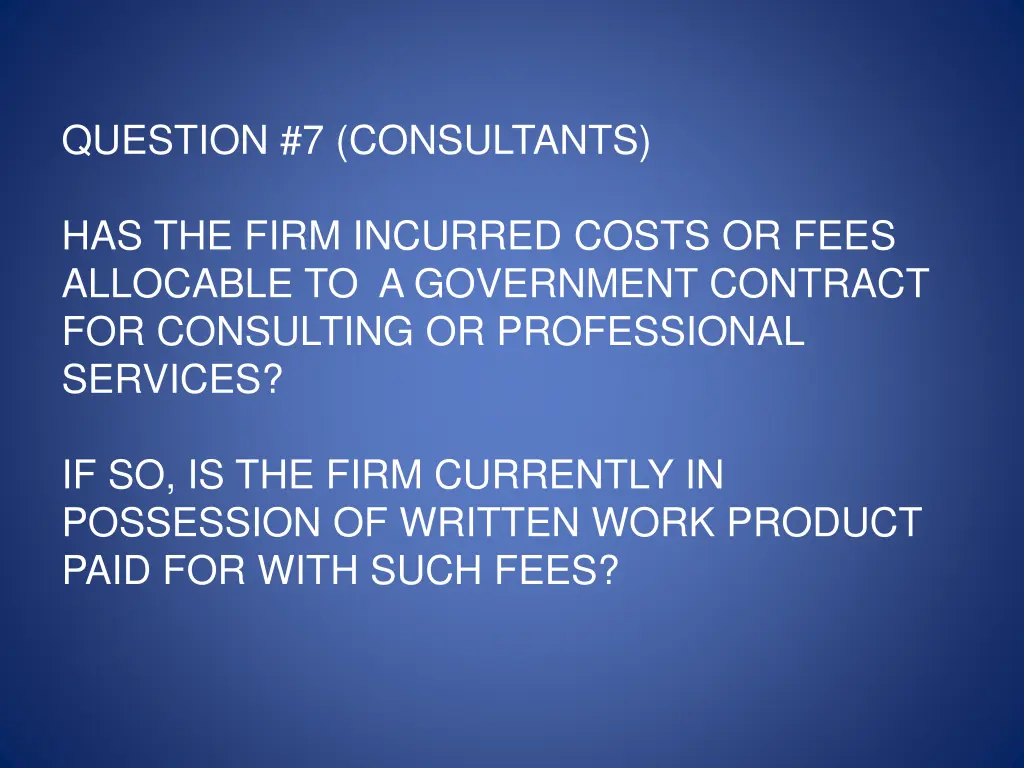 question 7 consultants