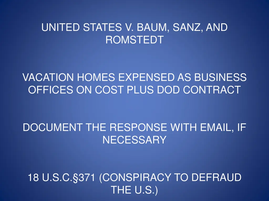 united states v baum sanz and romstedt